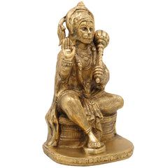 Brass Hanuman Idol – Maruti Anjaneya Bajrang Bali Pital Murti | Vayuputra Sankat Mochan Statue for Home Temple Decor & Gifts – 2.05 KG,Gold, 7.5 Inch, 1 Piece