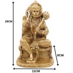 Brass Hanuman Idol – Maruti Anjaneya Bajrang Bali Pital Murti | Vayuputra Sankat Mochan Statue for Home Temple Decor & Gifts – 2.05 KG,Gold, 7.5 Inch, 1 Piece