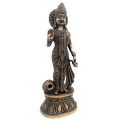 Handcrafted Brass Mahalakshmi Idol, Shree Lakshmi Devi | Kamala | Ashta Lakshmi | Vaishnavi | Wealth & Prosperity Murti for Pooja, Home Temple & Decor,Gold, 18 Inch, 1 Piece