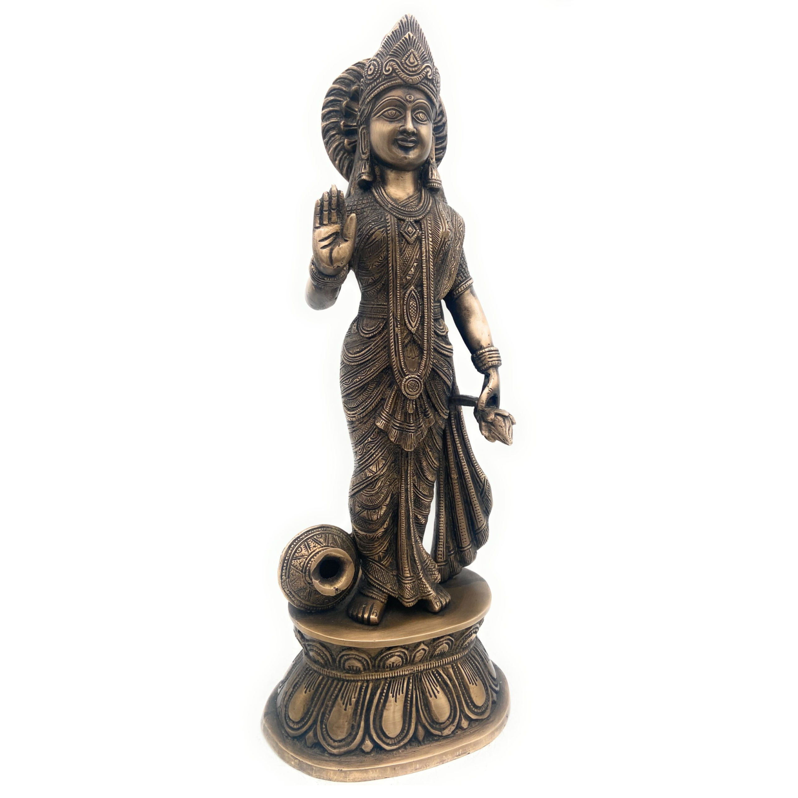 Handcrafted Brass Mahalakshmi Idol, Shree Lakshmi Devi | Kamala | Ashta Lakshmi | Vaishnavi | Wealth & Prosperity Murti for Pooja, Home Temple & Decor,Gold, 18 Inch, 1 Piece