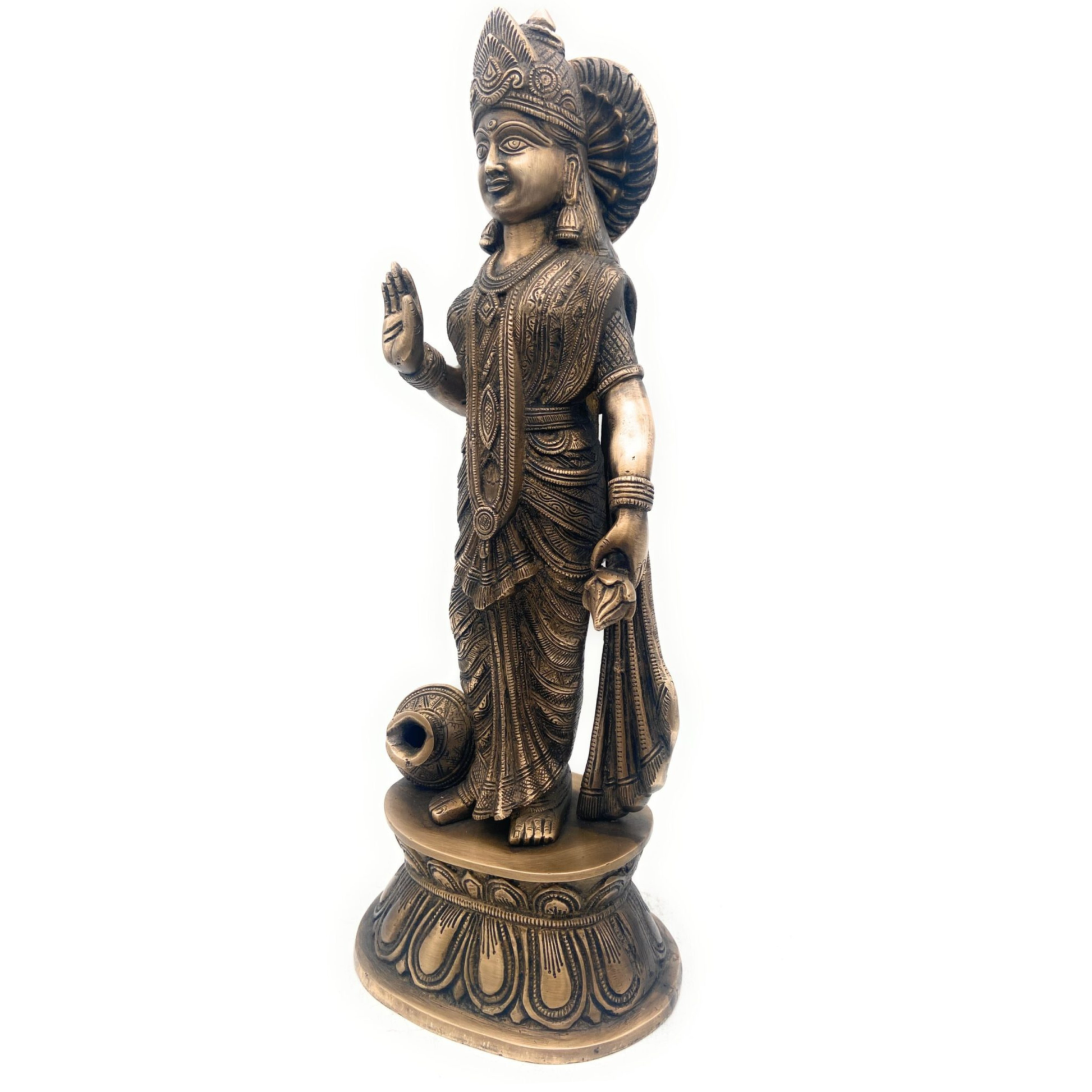 Handcrafted Brass Mahalakshmi Idol, Shree Lakshmi Devi | Kamala | Ashta Lakshmi | Vaishnavi | Wealth & Prosperity Murti for Pooja, Home Temple & Decor,Gold, 18 Inch, 1 Piece