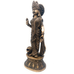 Handcrafted Brass Mahalakshmi Idol, Shree Lakshmi Devi | Kamala | Ashta Lakshmi | Vaishnavi | Wealth & Prosperity Murti for Pooja, Home Temple & Decor,Gold, 18 Inch, 1 Piece