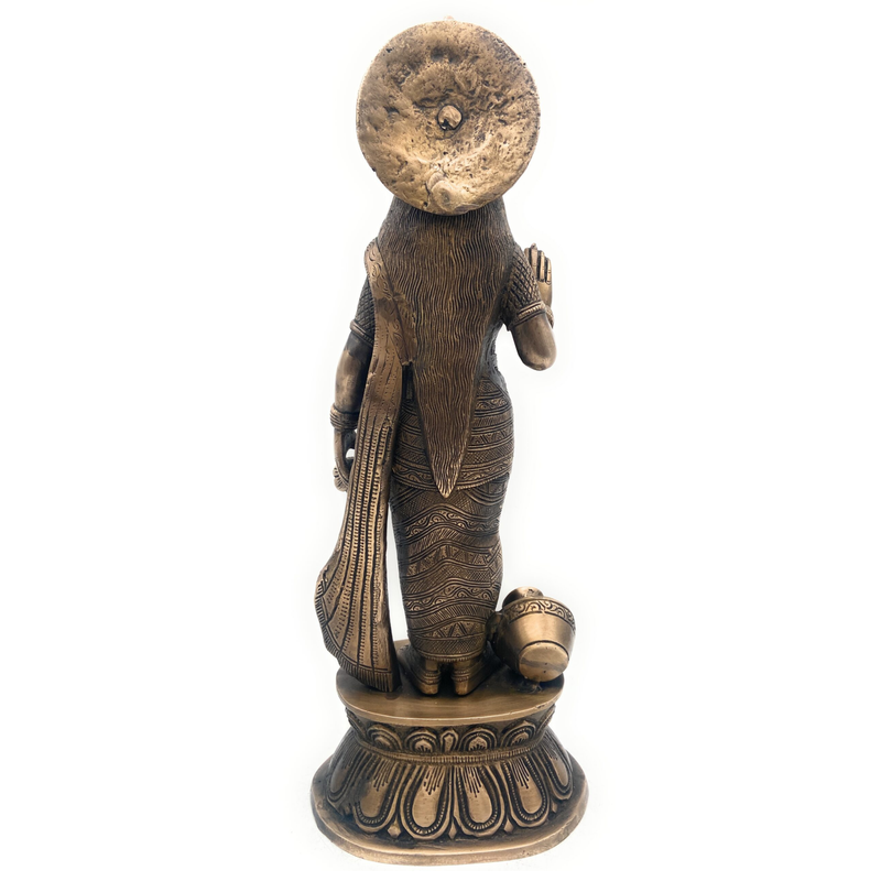 Handcrafted Brass Mahalakshmi Idol, Shree Lakshmi Devi | Kamala | Ashta Lakshmi | Vaishnavi | Wealth & Prosperity Murti for Pooja, Home Temple & Decor,Gold, 18 Inch, 1 Piece
