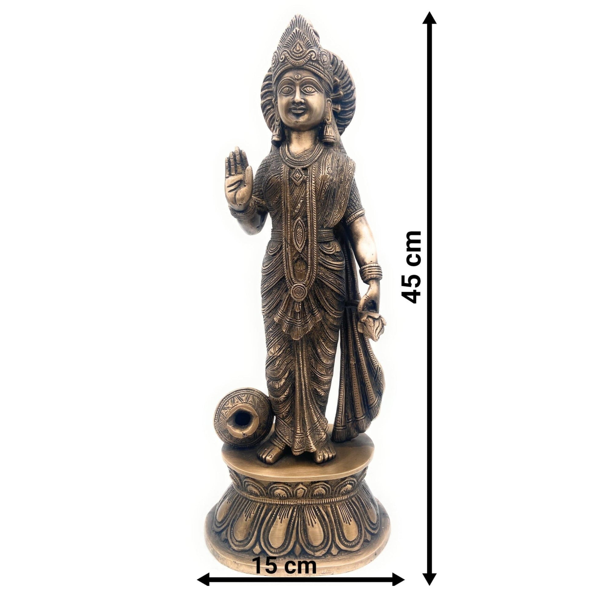 Handcrafted Brass Mahalakshmi Idol, Shree Lakshmi Devi | Kamala | Ashta Lakshmi | Vaishnavi | Wealth & Prosperity Murti for Pooja, Home Temple & Decor,Gold, 18 Inch, 1 Piece