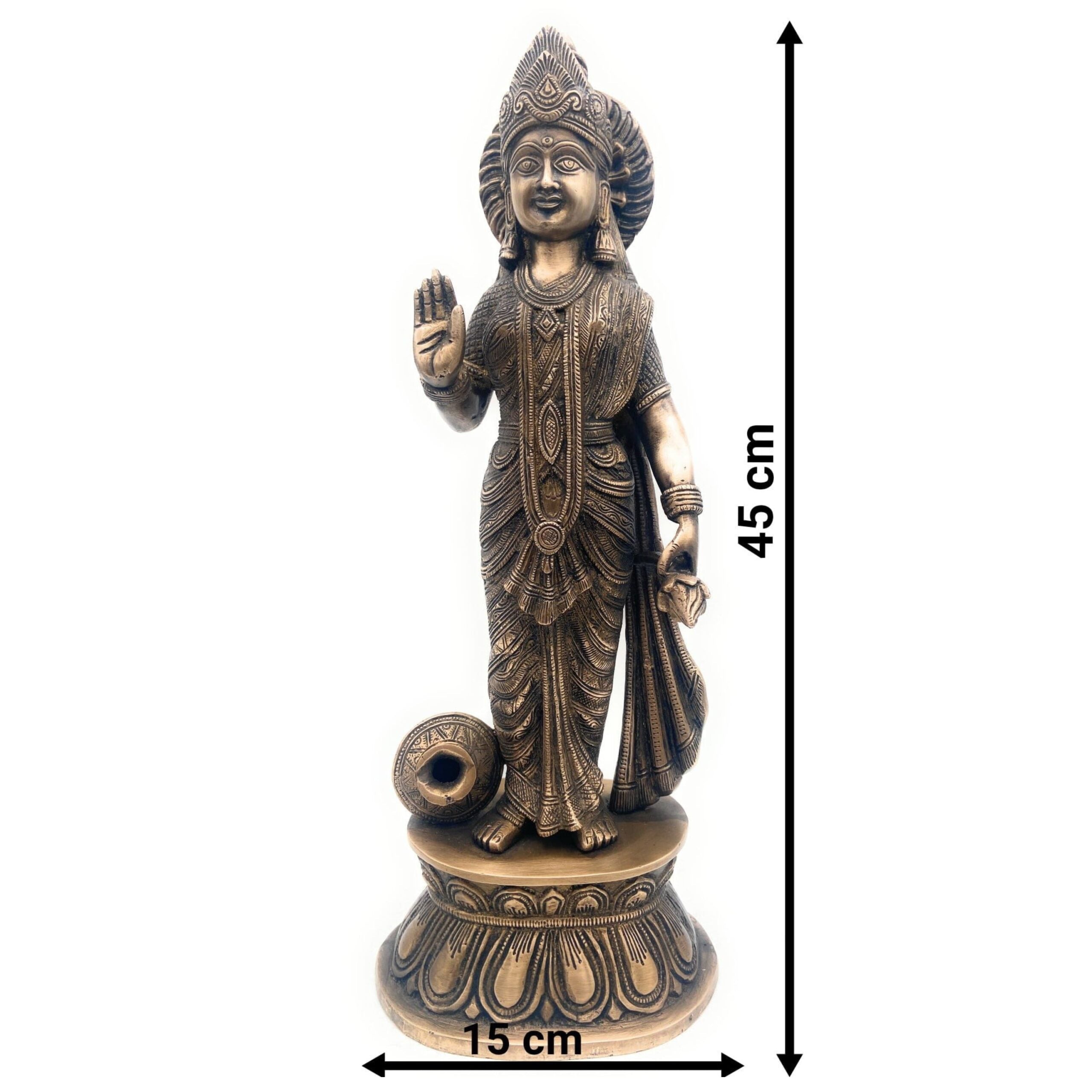 Handcrafted Brass Mahalakshmi Idol, Shree Lakshmi Devi | Kamala | Ashta Lakshmi | Vaishnavi | Wealth & Prosperity Murti for Pooja, Home Temple & Decor,Gold, 18 Inch, 1 Piece