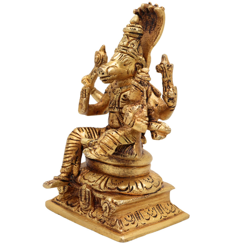 Brass Varaha Bhudevi Idol Vishnu Varaha Swamy Murti Bhu Varaha Perumal Statue Lakshmi Varaha Vigraha Pooja Moorti Home Decor Gift Gold, 4 Inch, 1 Piece