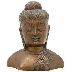 Handcrafted Brass Buddha Head Idol | Gautama Buddha Shakyamuni Murti | Meditating Buddha Sculpture for Home Decor, Puja & Spiritual Gifts,Gold, 4 Inch, 1 Piece