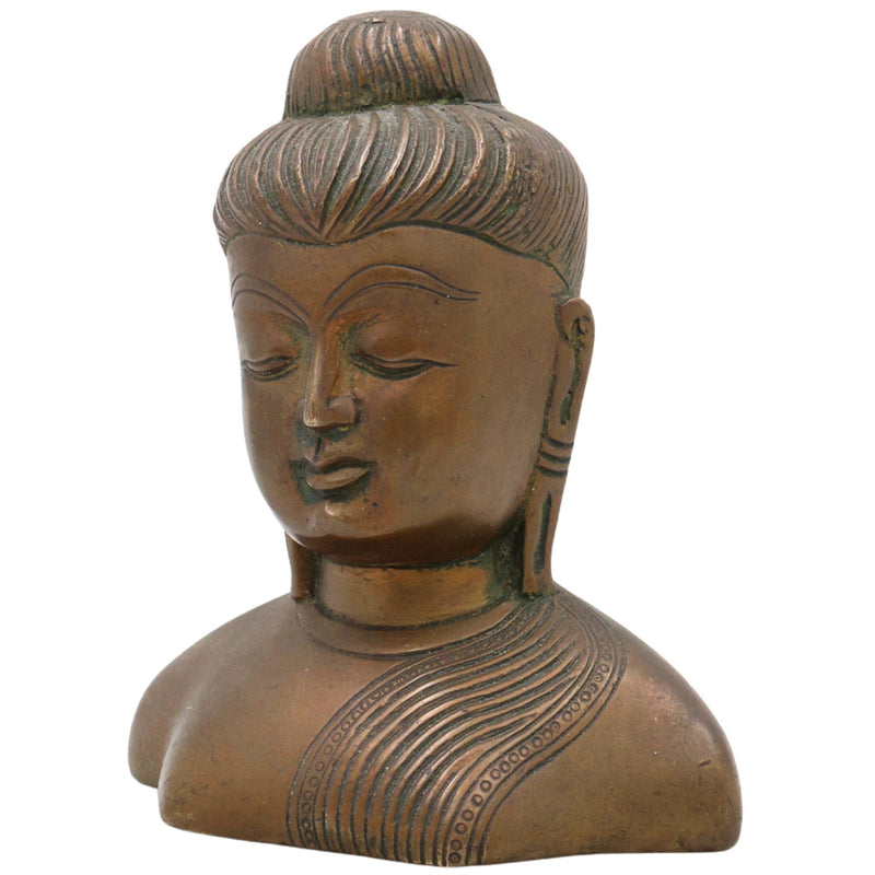 Handcrafted Brass Buddha Head Idol | Gautama Buddha Shakyamuni Murti | Meditating Buddha Sculpture for Home Decor, Puja & Spiritual Gifts,Gold, 4 Inch, 1 Piece