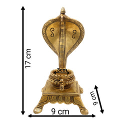 Brass Snake Shaped Pooja Chowki for Shiva Linga & Shaligram, Handmade Naga Singhasan, Peetha, Shinghashan Stand for Temple & Home Mandir, Gold, 7 Inch, 1 Piece