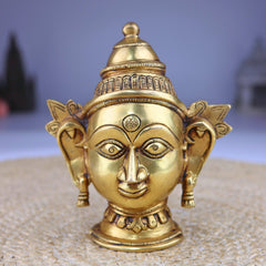 Handcrafted Brass Gowri Head Idol, Parvati | Gauri | Mahagauri | Uma | Shakti Vigraham for Pooja, Home Temple & Decor,Gold, 7 Inch, 1 Piece