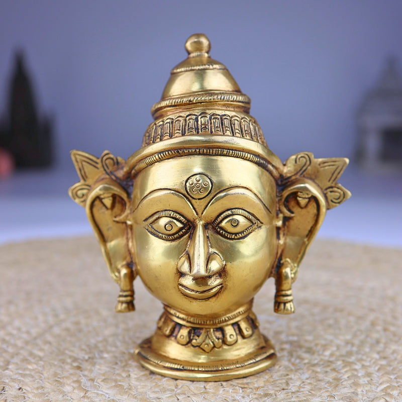 Handcrafted Brass Gowri Head Idol, Parvati | Gauri | Mahagauri | Uma | Shakti Vigraham for Pooja, Home Temple & Decor,Gold, 7 Inch, 1 Piece