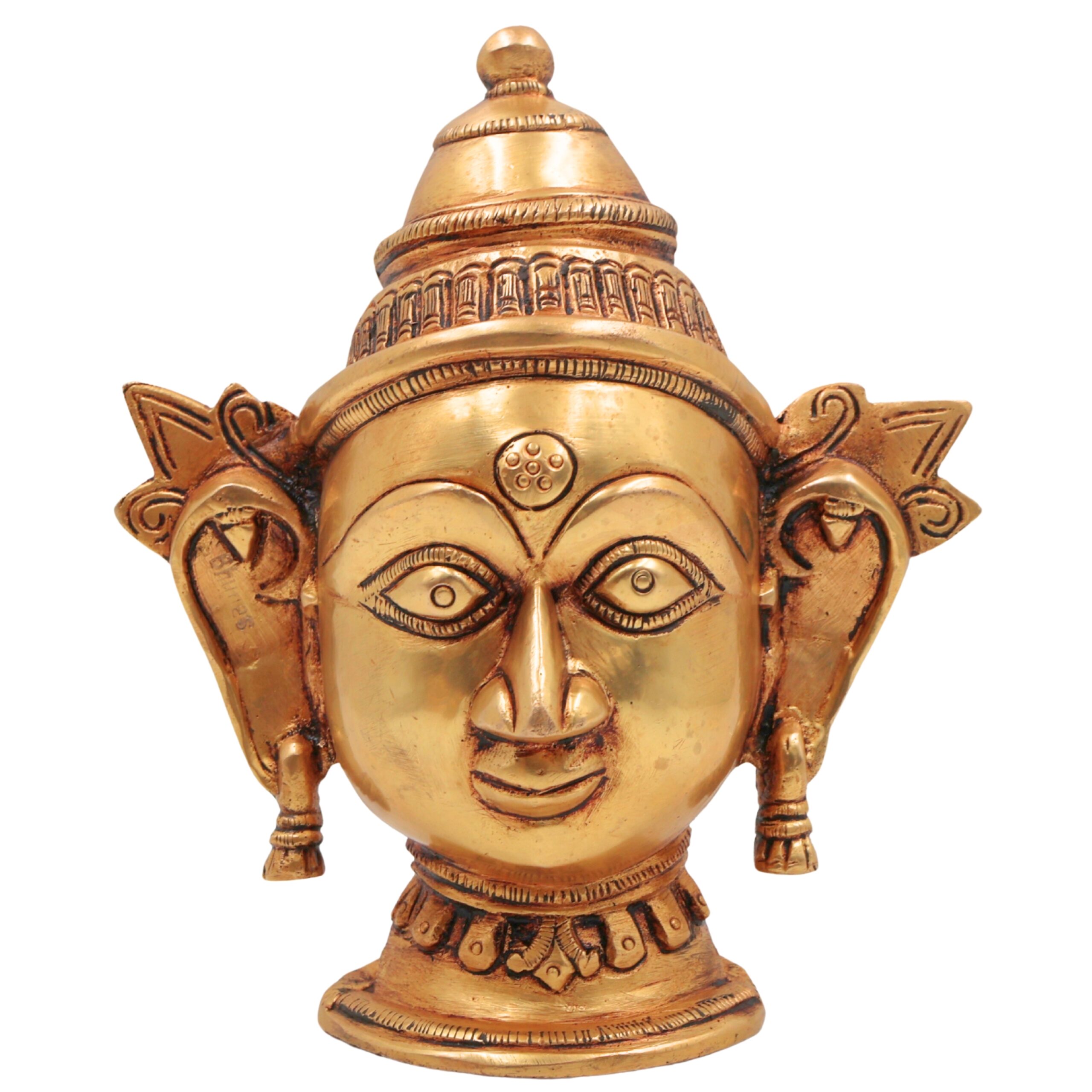 Handcrafted Brass Gowri Head Idol, Parvati | Gauri | Mahagauri | Uma | Shakti Vigraham for Pooja, Home Temple & Decor,Gold, 7 Inch, 1 Piece