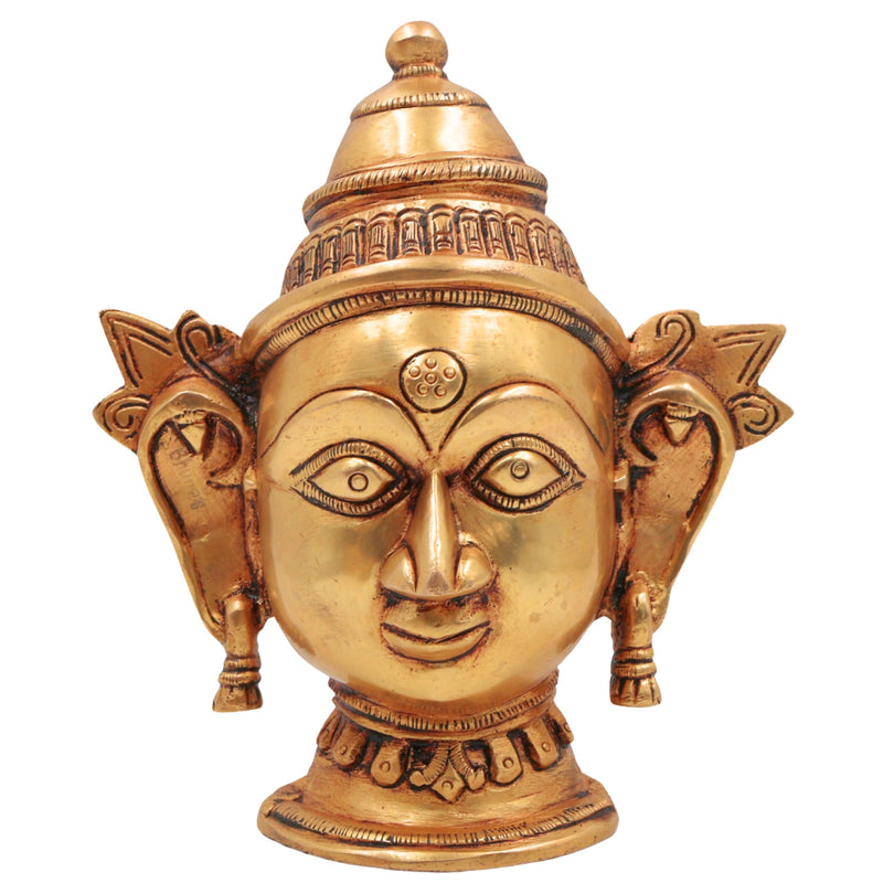 Handcrafted Brass Gowri Head Idol, Parvati | Gauri | Mahagauri | Uma | Shakti Vigraham for Pooja, Home Temple & Decor,Gold, 7 Inch, 1 Piece