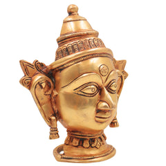 Handcrafted Brass Gowri Head Idol, Parvati | Gauri | Mahagauri | Uma | Shakti Vigraham for Pooja, Home Temple & Decor,Gold, 7 Inch, 1 Piece