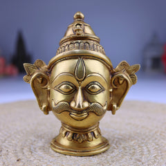 Handmade Brass Shiva Head Idol | Mahadev Murti | Shankara, Bholenath, Neelkanth Sculpture | Home Decor, Puja, Temple Display, Spiritual Gift,Gold, 7 Inch, 1 Piece