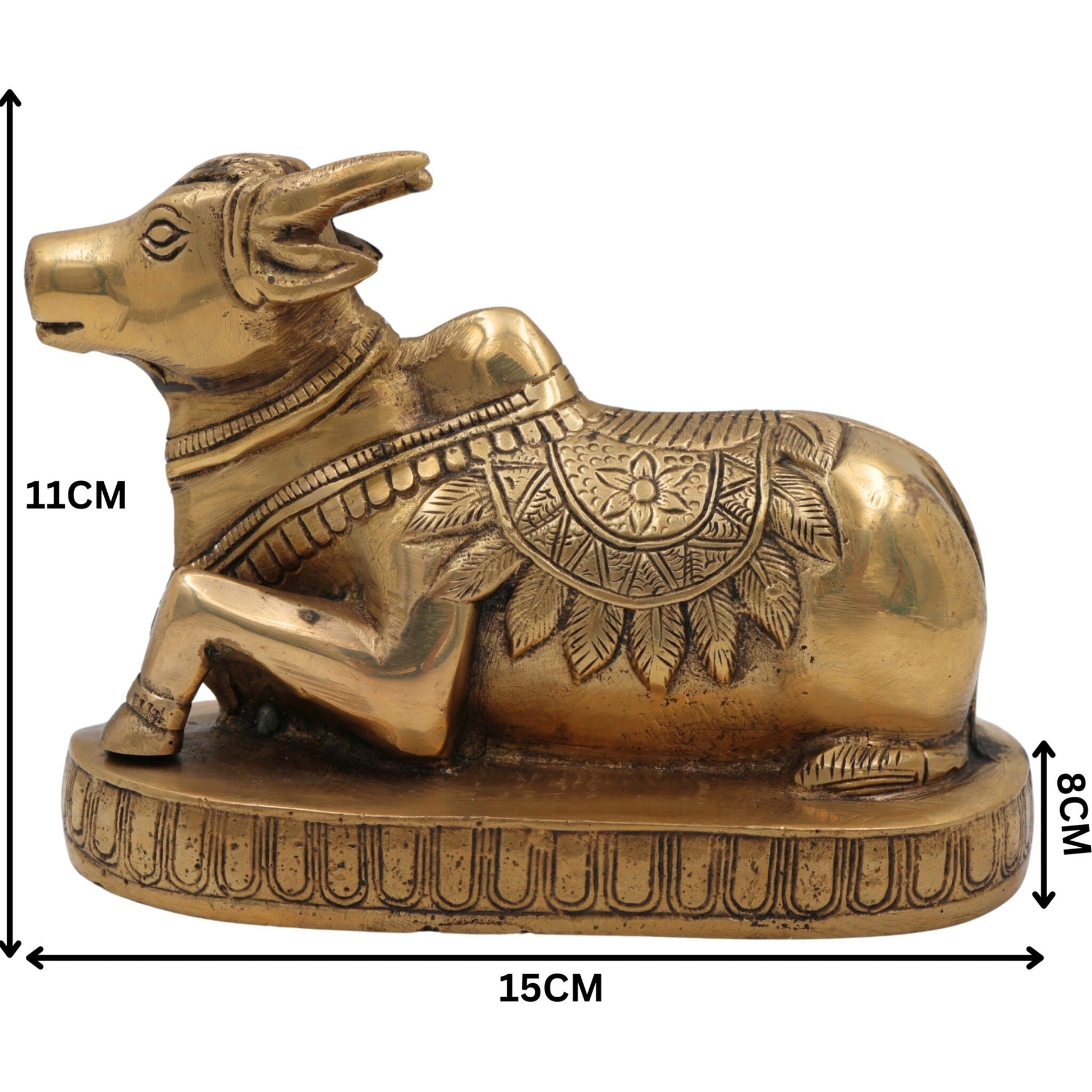 Brass Nandi Idol | Vrishabha Murti | Basava Bull God Statue | Mahisha & Rishabha Murti | Handcrafted Peetal / Ashtadhatu Sculpture,Gold, 4.5 Inch, 1 Piece