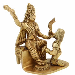 Brass Bagalamukhi Mata Idol, Pitambari Brass Statue, Divine Baglamukhi Devi Figurine for Pooja and Home Decor, Gold, 5 Inch, 1 Piece