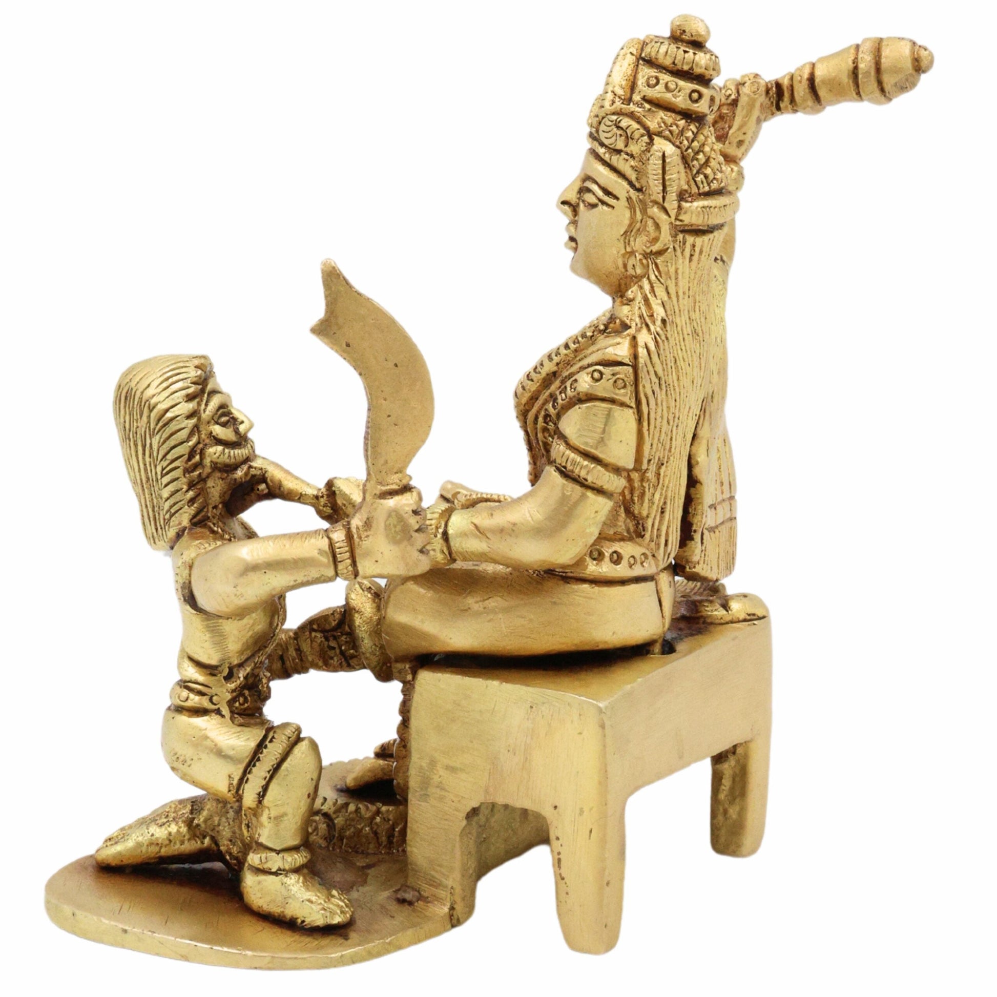 Brass Bagalamukhi Mata Idol, Pitambari Brass Statue, Divine Baglamukhi Devi Figurine for Pooja and Home Decor, Gold, 5 Inch, 1 Piece
