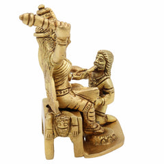 Brass Bagalamukhi Mata Idol, Pitambari Brass Statue, Divine Baglamukhi Devi Figurine for Pooja and Home Decor, Gold, 5 Inch, 1 Piece