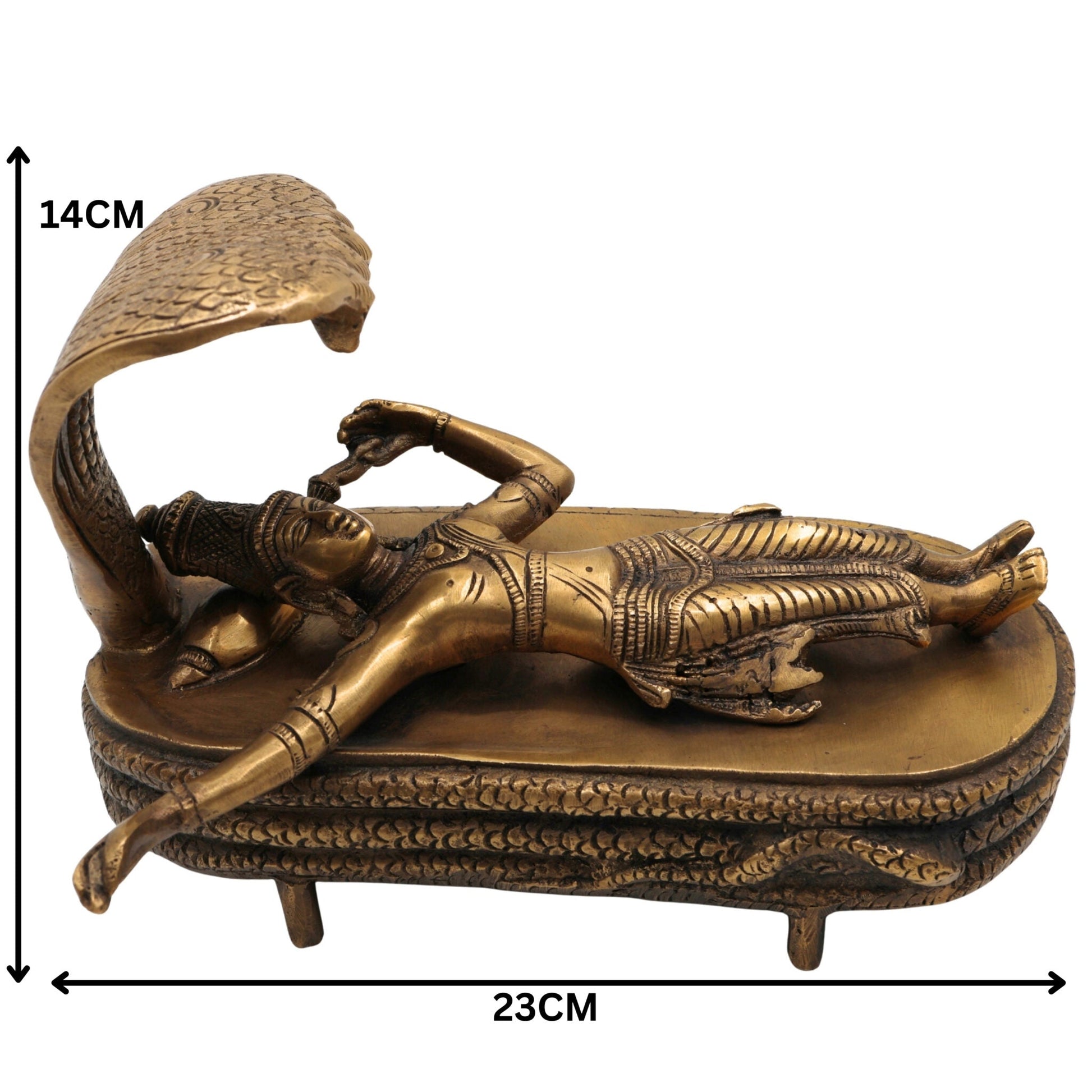 Brass Vishnu Idol Sleeping on Sheshnag | Narayana Murti | Balaji Pooja Statue | Govinda Vigraha | Padmanabha Home Decor & Spiritual Gift,Gold, 5.5 Inch, 1 Piece