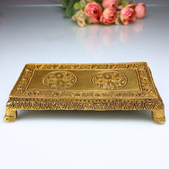 Brass Pooja Chowki, Handcrafted Traditional Peetham, Sinhasan Bajot for Mandir, Temple & Home Décor, Gold, 1 Inch, 1 Piece