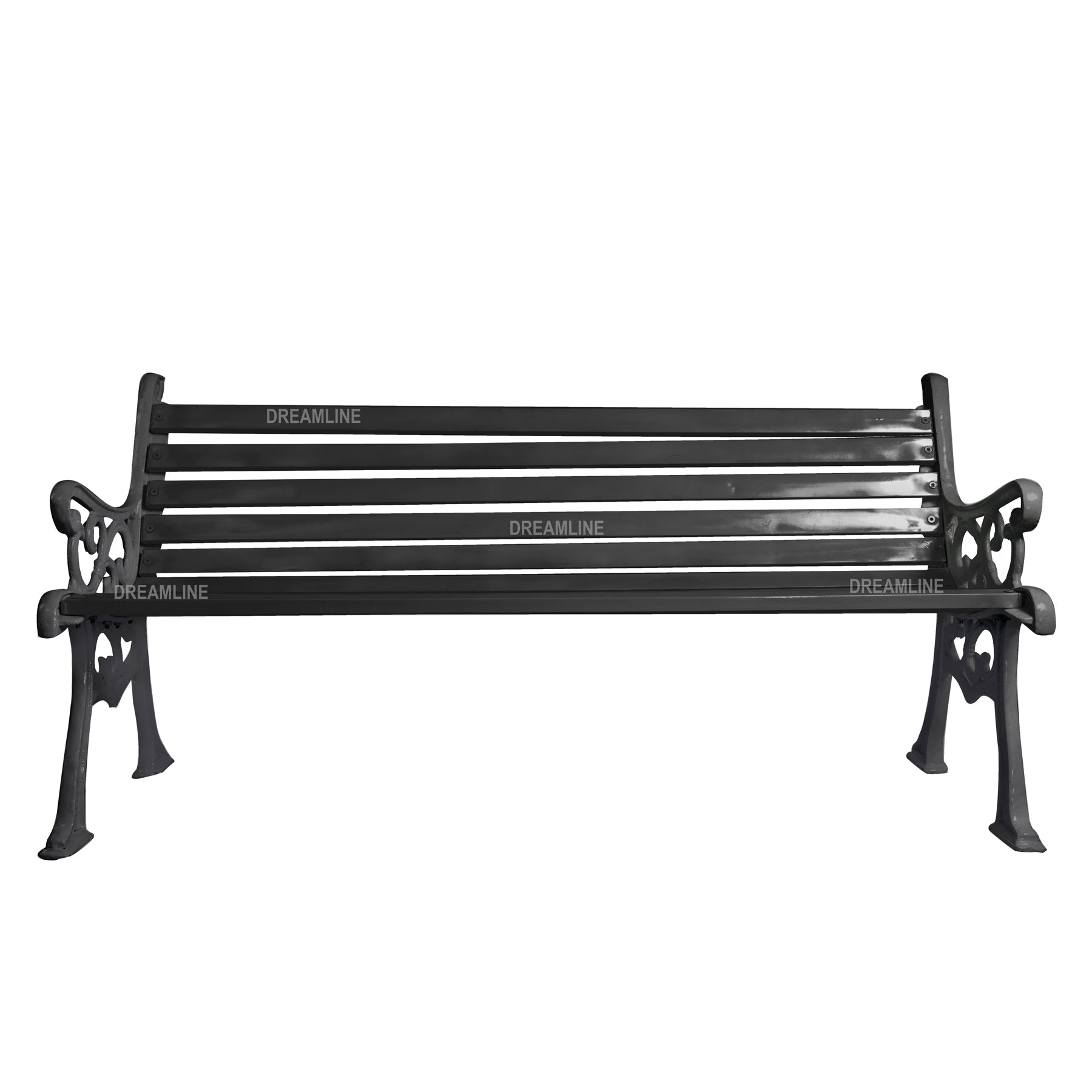 Lisa Cast Iron 3 Seater Garden Bench for Outdoor Park - (Black)