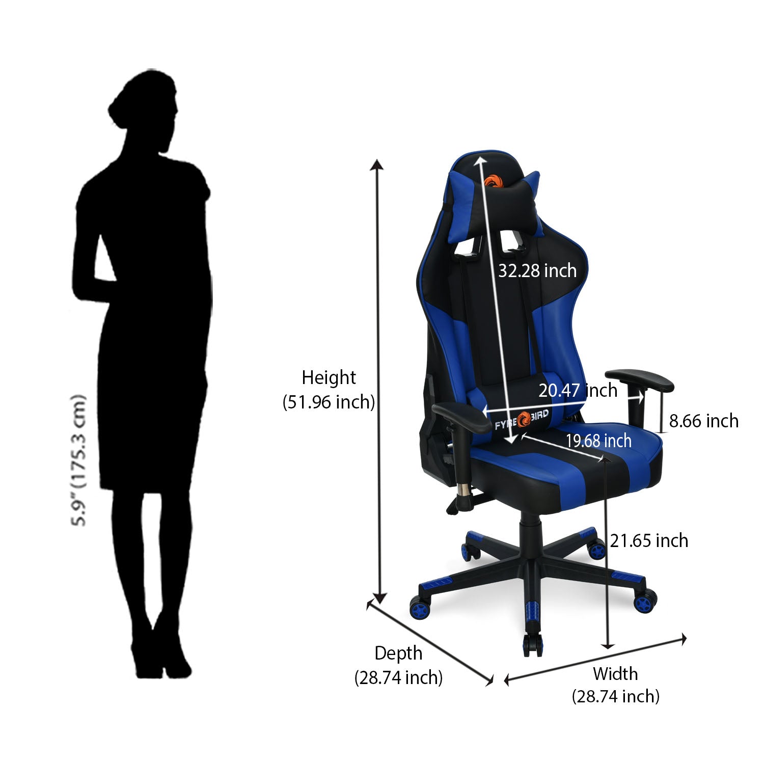 Nilkamal Fyrebird Bosco Gaming Chair (Black / Blue)