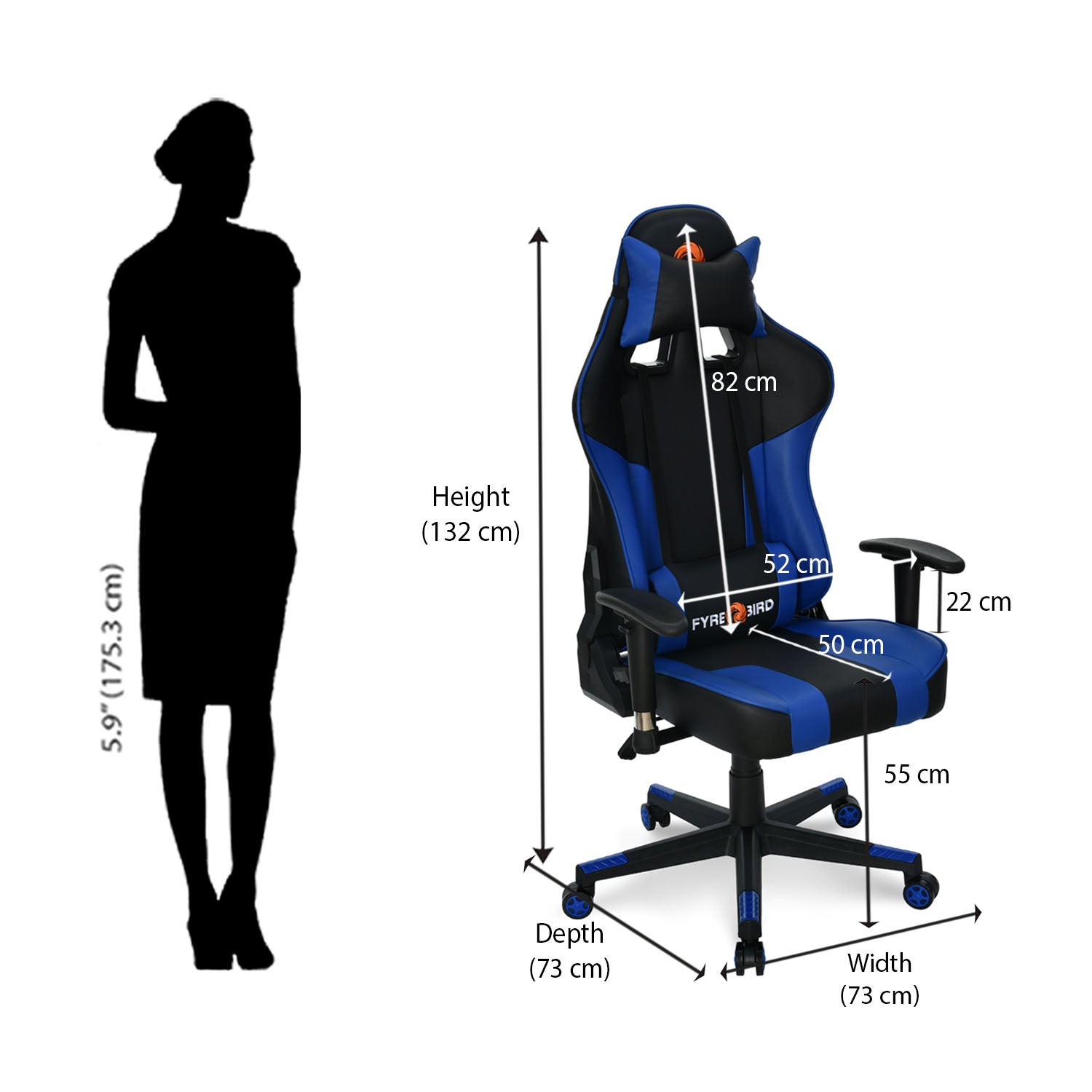 Nilkamal Fyrebird Bosco Gaming Chair (Black / Blue)