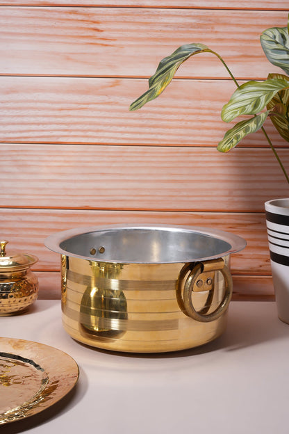 Set of 3 Brass Patilas / Milk Topias – ( 1L, 3L, 5L )