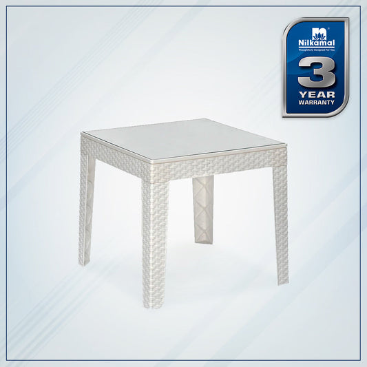 Nilkamal Breeze Center Table with Glass (Milky White)