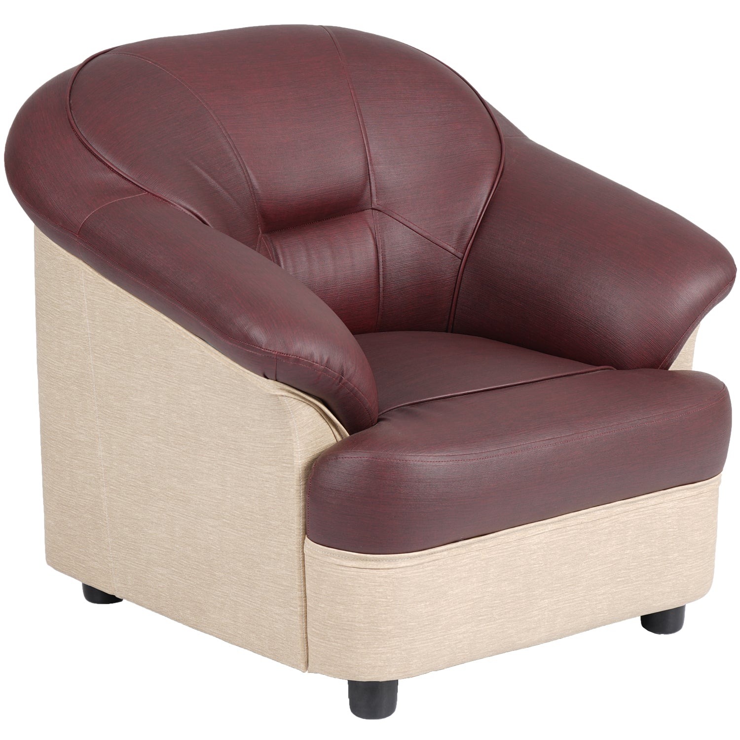 Nilkamal Bright 1 Seater Sofa (Maroon Beige)