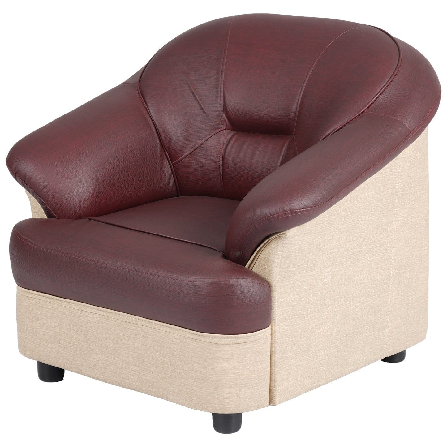 Nilkamal Bright 1 Seater Sofa (Maroon Beige)