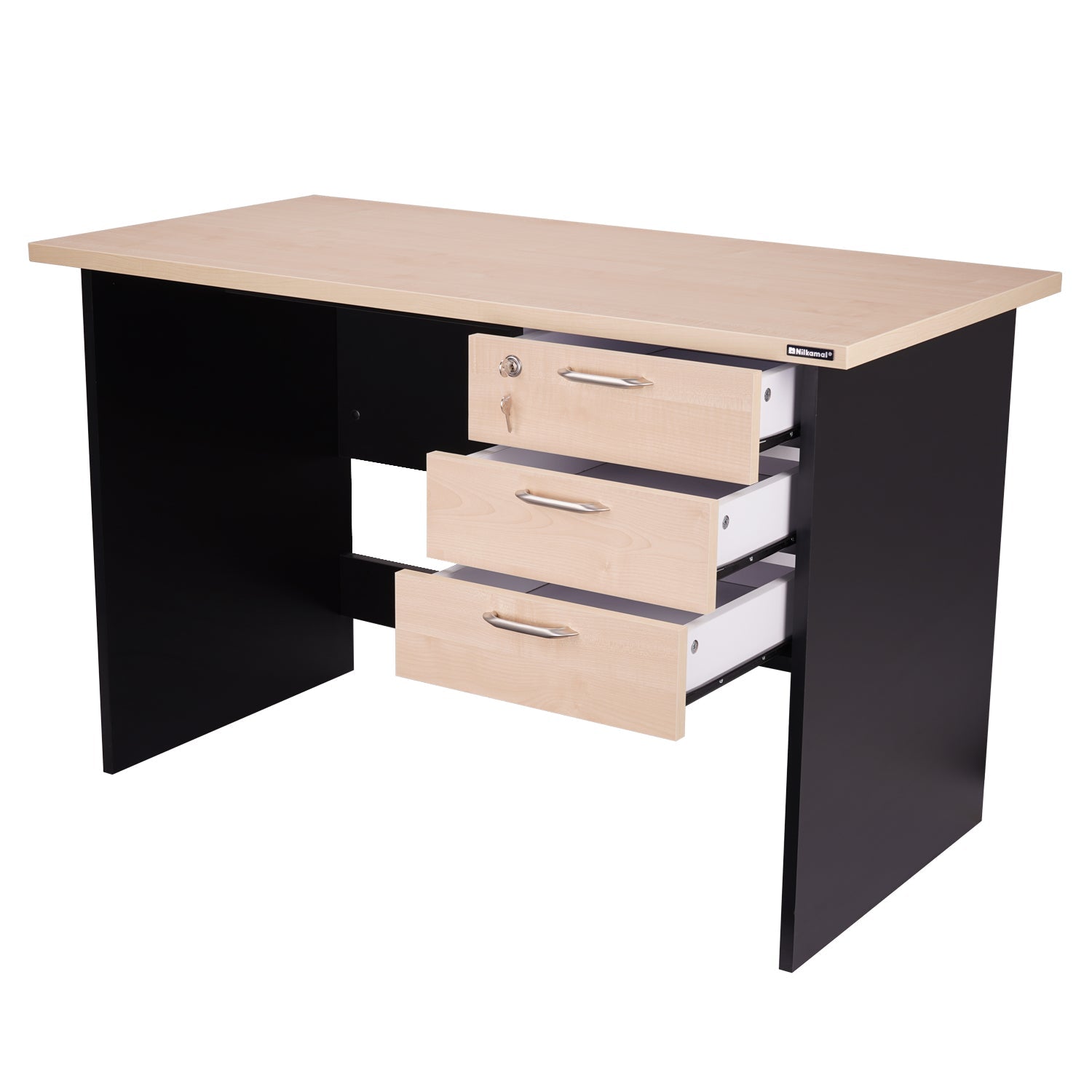 Nilkamal Brilliant Linear Work Station (Maple / Black)