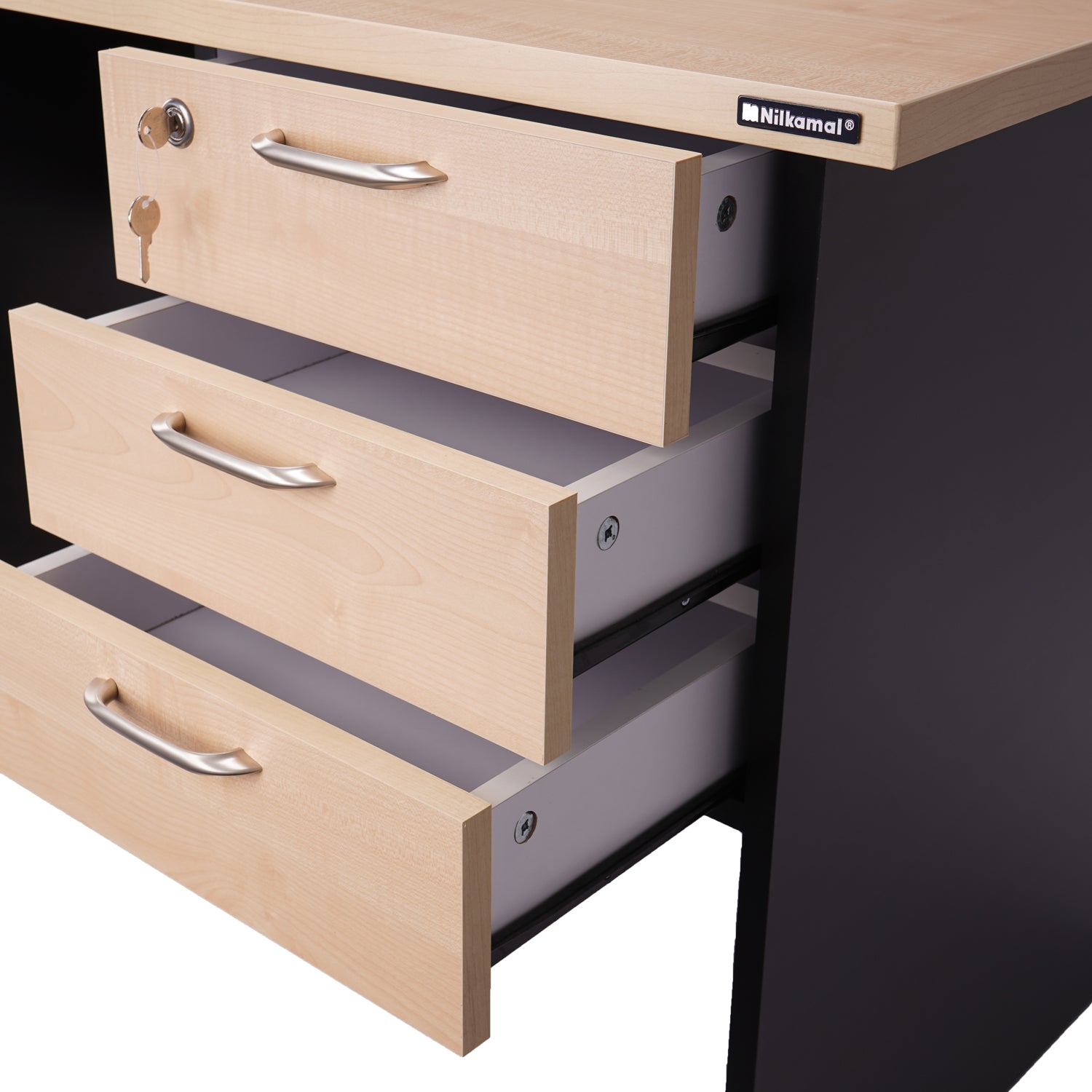 Nilkamal Brilliant Linear Work Station (Maple / Black)