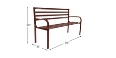 Bean Metal 3 Seater Garden Bench for Outdoor Park - (Brown)