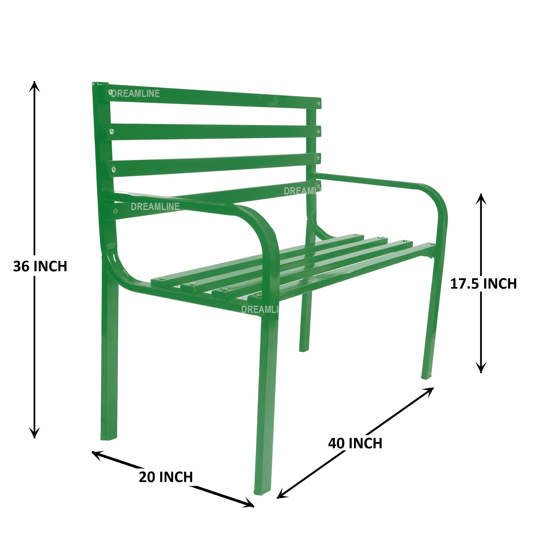 Corp Metal 2 Seater Garden Bench for Outdoor Park - (Green)