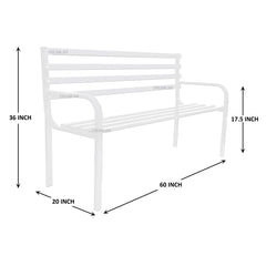 Unity Metal 3 Seater Garden Bench for Outdoor Park - (White)