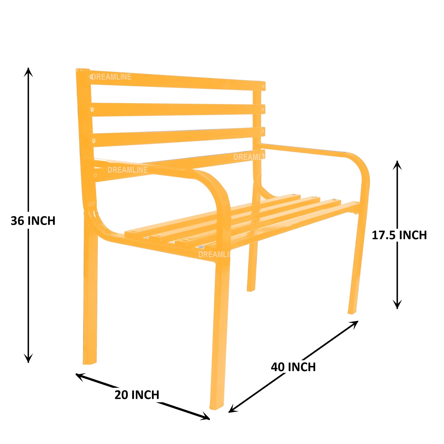 Spic Metal 2 Seater Garden Bench for Outdoor Park - (Yellow)