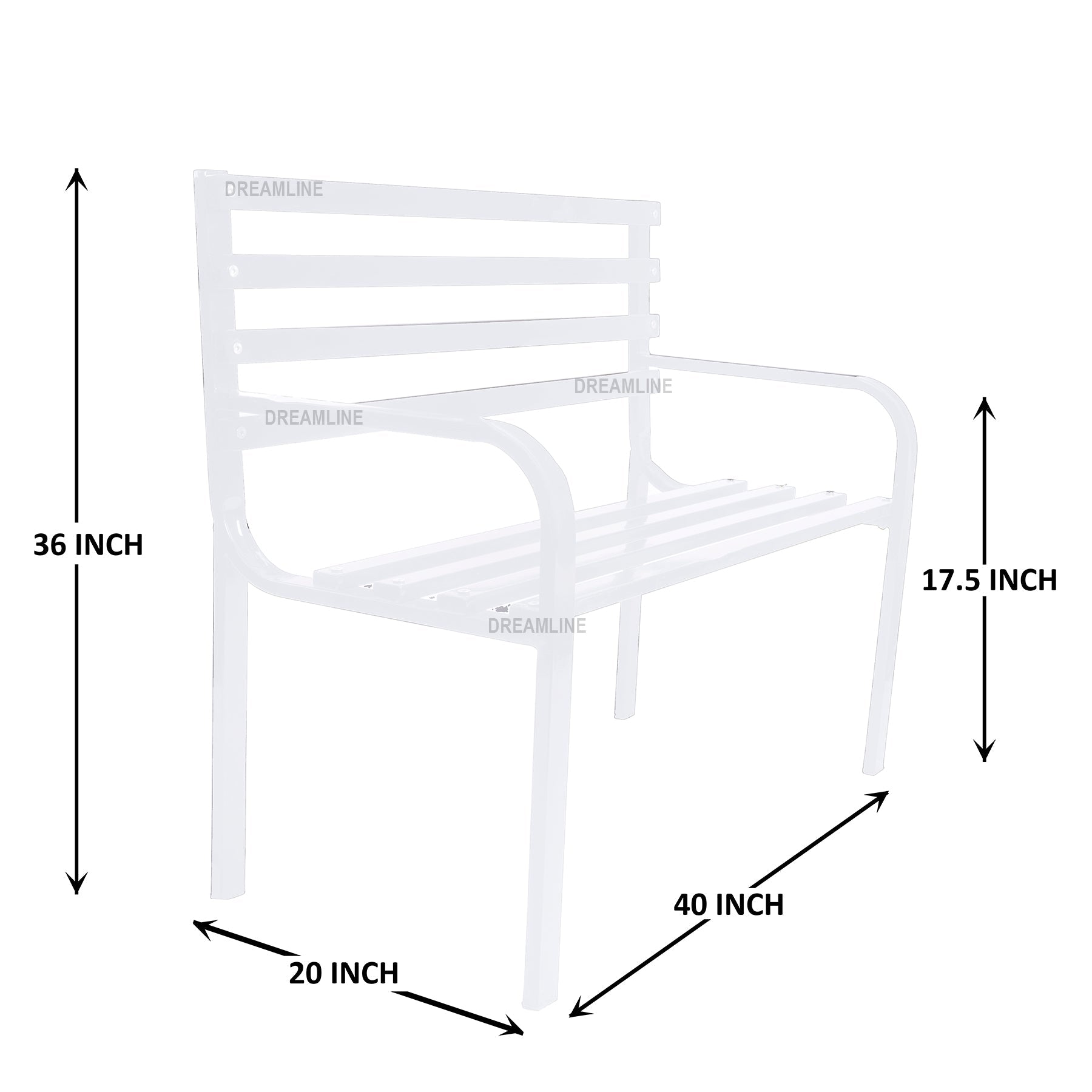 Boho Metal 2 Seater Garden Bench for Outdoor Park - (White)