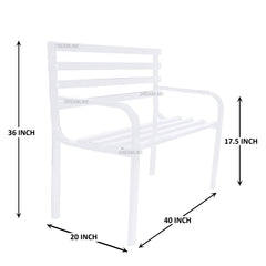 Boho Metal 2 Seater Garden Bench for Outdoor Park - (White)
