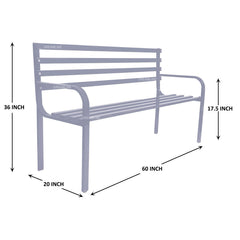 Faith Metal 3 Seater Garden Bench for Outdoor Park - (Grey)