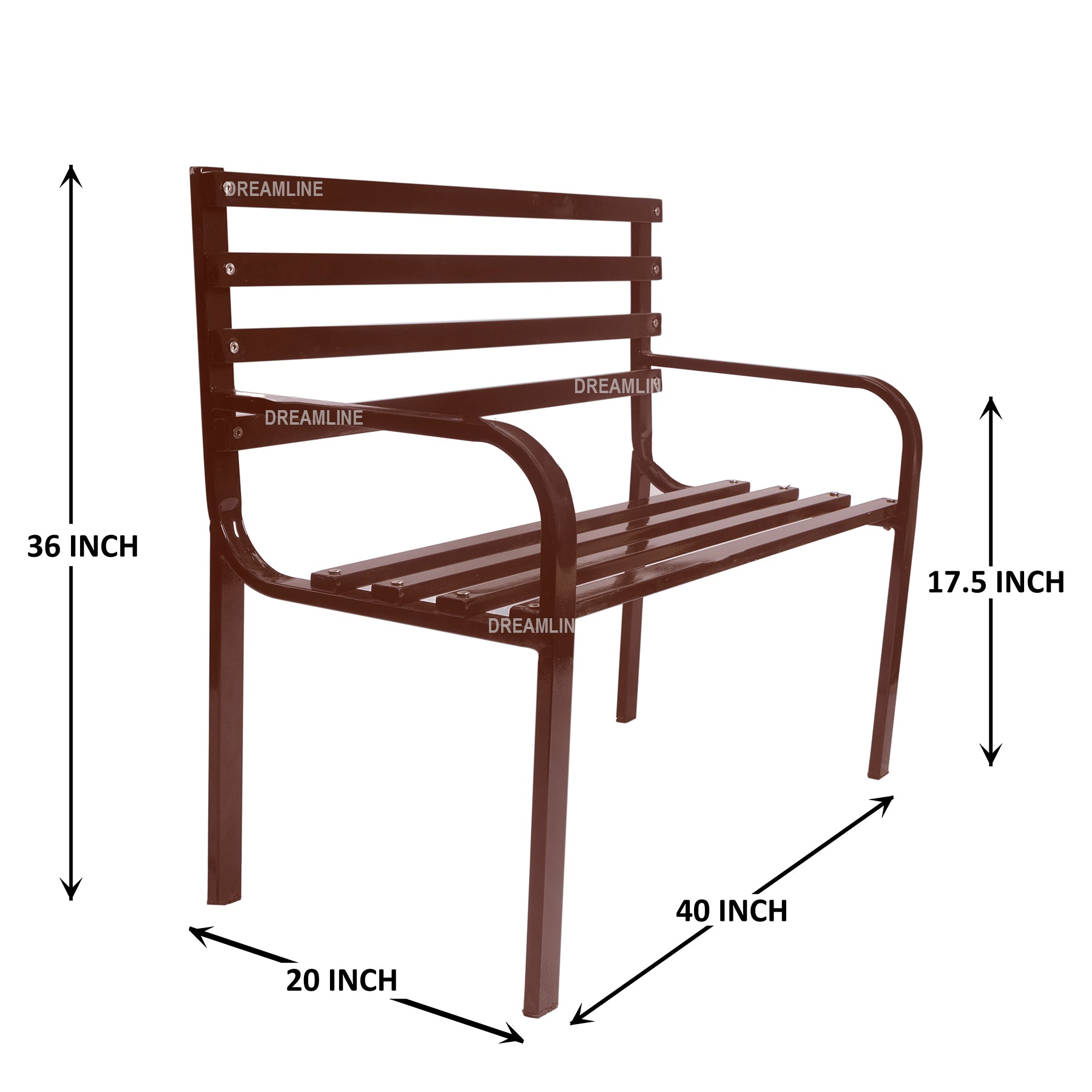 Nuevo Metal 2 Seater Garden Bench Outdoor Park - (Brown)