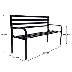 Faam Metal 3 Seater Garden Bench for Outdoor Park - (Black)