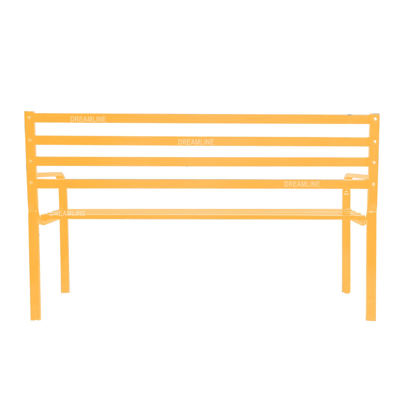 Vice Metal 3 Seater Garden Bench for Outdoor Park - (Yellow)