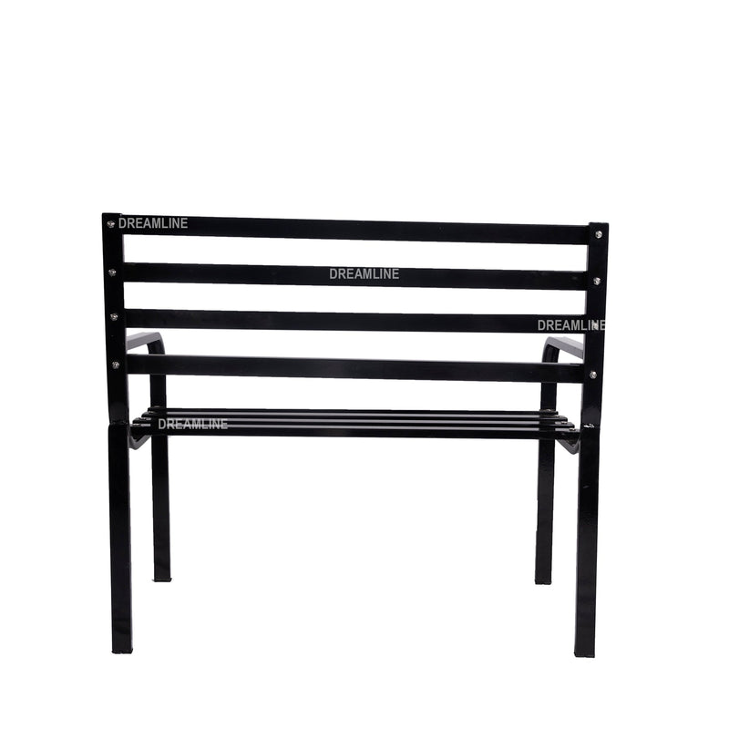 Timber Metal 2 Seater Garden Bench for Outdoor Park - (Black)