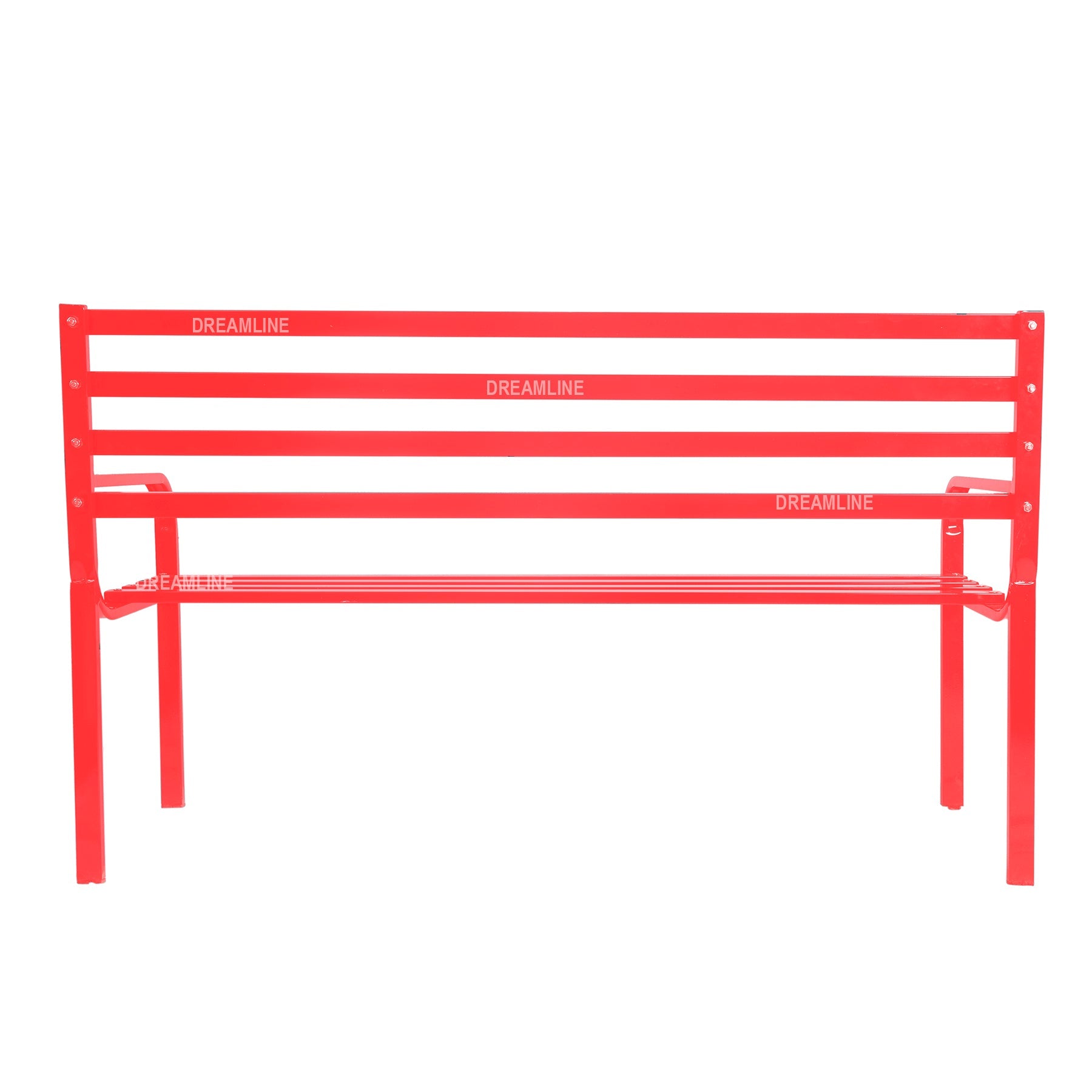 Clever Metal 3 Seater Garden Bench for Outdoor Park - (Red)