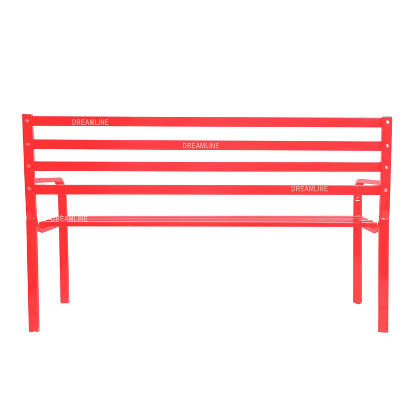 Clever Metal 3 Seater Garden Bench for Outdoor Park - (Red)