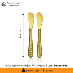 Stainless Steel Cutlery with Gold PVD Coating & Laser 1 Jasmine