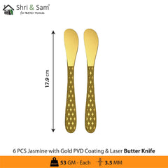 Stainless Steel Cutlery with Gold PVD Coating & Laser 2 Jasmine