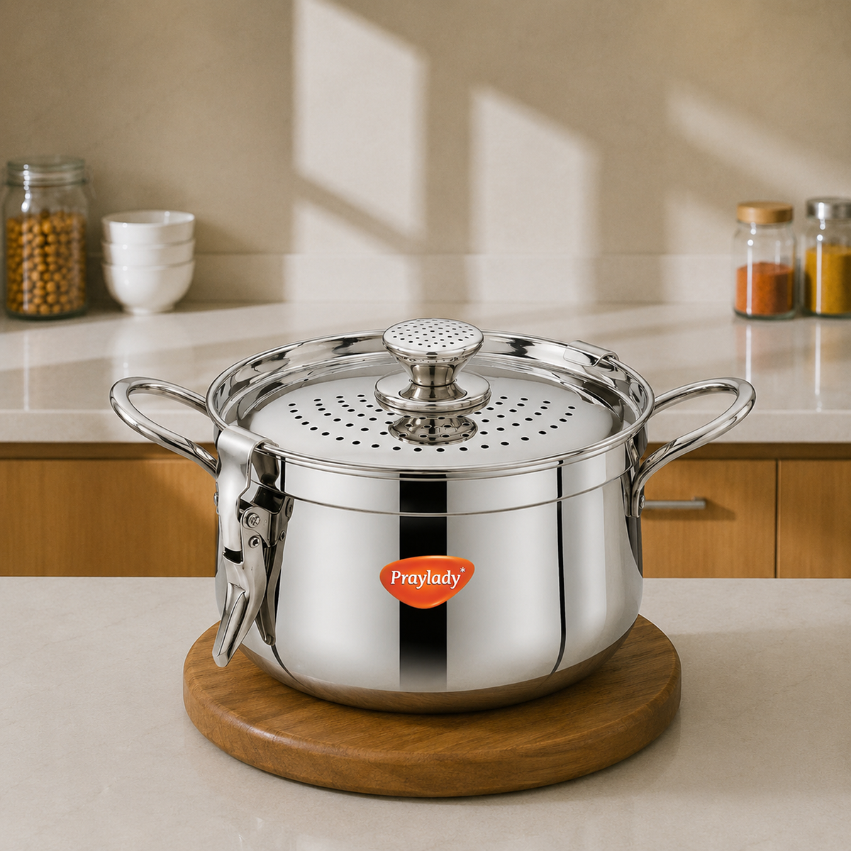 Baby Boss Stainless Steel Strainer Pot with Lock –  Pasta, Rice & Vegetable Cooking Pot with Induction Base